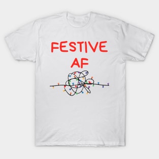 Christmas Humor. Rude, Offensive, Inappropriate Christmas Card. Festive AF. Red T-Shirt